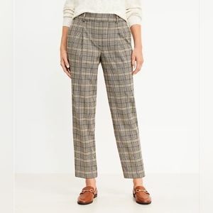 LOFT pull on taper pants in shimmer plaid